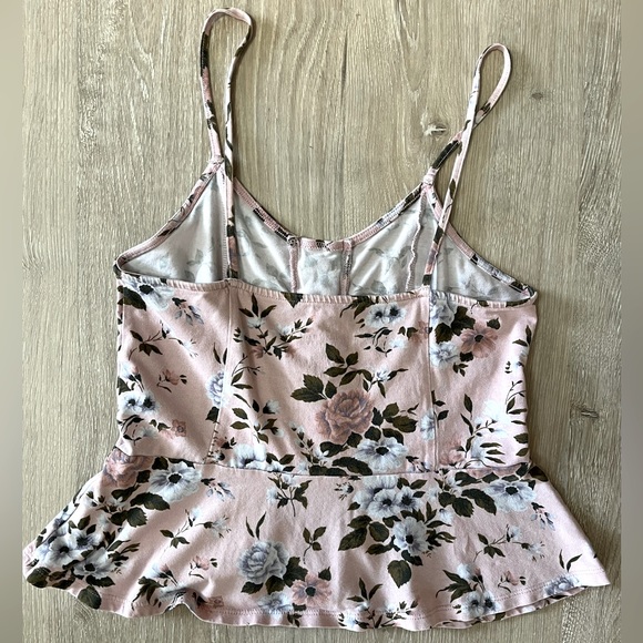 American Eagle Floral Tank Top with Lace Up Detailing - Picture 2 of 4